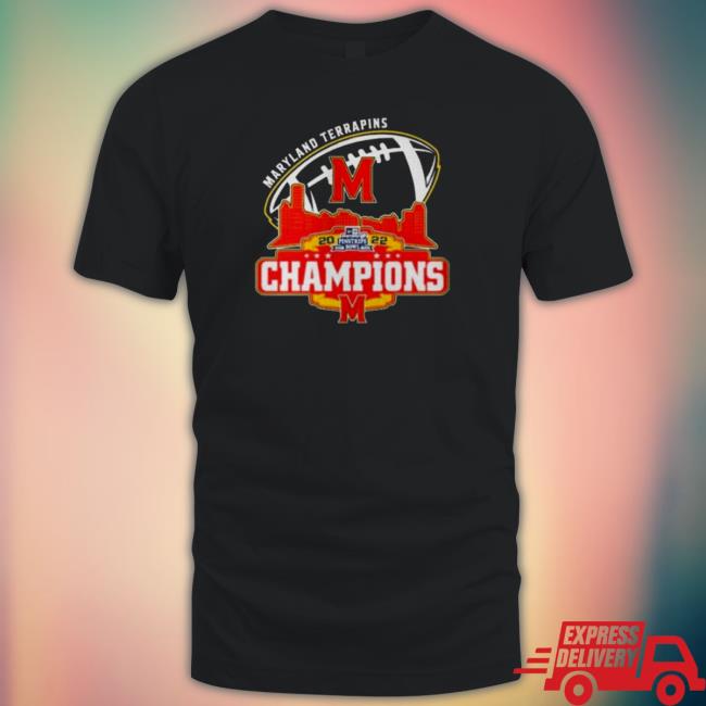 Official Maryland Terrapins Logo Pinstripe Bowl City 2022 Champions Tee Shirt
