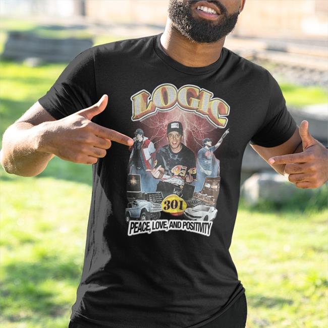 Top Logic Peace Love And Positivity Shirt by Logic301 Logic Peace Love And Positivity Long Sleeve Tee Shirt by Logic301